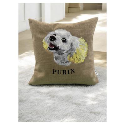 ふるさと納税 名古屋市 [完全オーダーメイド]ペットフォト刺繍クッション Cue by青久商店 レギュラーサイズ