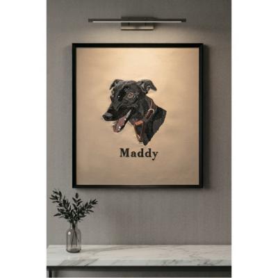 ふるさと納税 名古屋市 [完全オーダーメイド]ペットフォト刺繍アートパネル S6サイズ F8サイズ アイアン製額あり