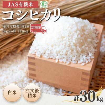 ふるさと納税 南相馬市 8年産先行予約 毎月定期便 コシヒカリ 白米 5kg×6回 有機米 根本有機農園 bd004-af