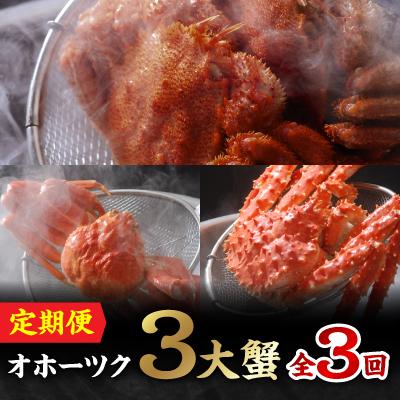 ふるさと納税 網走市 [発送月固定定期便]冷蔵便オホーツク「3大蟹」 毛ガニ・ズワイガニ・タラバガニ 全3回