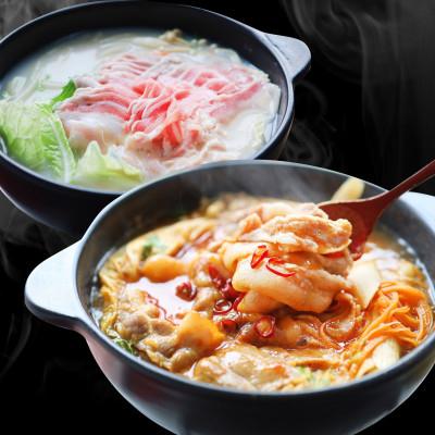 ふるさと納税 三木町 [毎月定期便]オリーブ豚 紅白鍋セット(豚旨辛チゲ鍋・豆乳鍋)各2人前(計4人前) 全3回