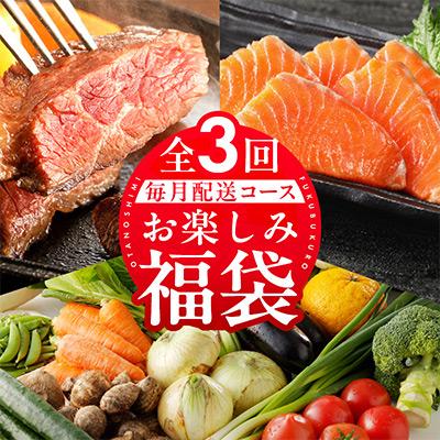 ふるさと納税 泉佐野市 [毎月定期便]泉佐野 お楽しみ福袋(牛肉 ステーキ 海鮮 サーモン 野菜)全3回