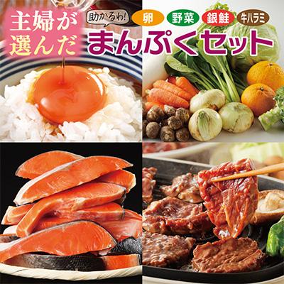 ふるさと納税 泉佐野市 主婦が選んだ まんぷく セット(牛ハラミ 銀鮭 たまご 野菜)[複数個口で配送]