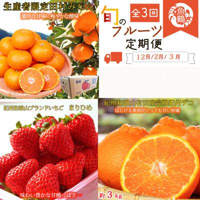 ふるさと納税 湯浅町 [発送月固定定期便]紀州和歌山産旬のフルーツセット(田村みかん・いちご・紀州デコ)全3回