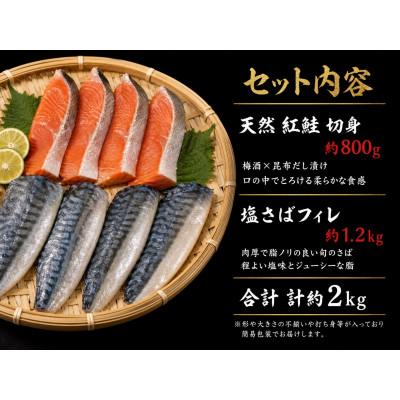 ふるさと納税 印南町 【毎月定期便】【ご家庭用訳あり】人気の塩さばフィレ\u0026紅鮭切身セット計2kg全3回_3