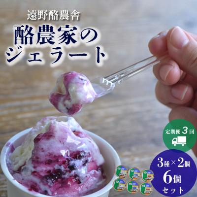 ふるさと納税 遠野市 [毎月定期便]遠野酪農舎 ジェラート 130ml 6個 食べ比べ セット全3回