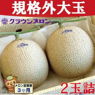 ふるさと納税 袋井市 [毎月定期便][規格外BIGサイズ!]クラウンメロン規格外大玉 2玉詰 全3回