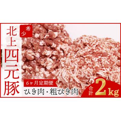 ふるさと納税 北上市 [毎月定期便]岩手県産 四元豚 ひき肉 2kgセット(細挽き250g×4・粗挽き250g×4)全6回
