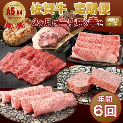ふるさと納税 小城市 [発送月固定定期便]A5〜A4ランク 厳選佐賀牛を偶数月にお届け(小城市)全6回