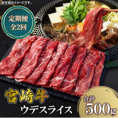 ふるさと納税 高鍋町 [毎月定期便]宮崎牛 ウデ スライス 500g(高鍋町)全2回