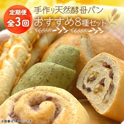ふるさと納税 南丹市 [毎月定期便]京都丹波の手作り天然酵母パンおすすめ8種セット全3回