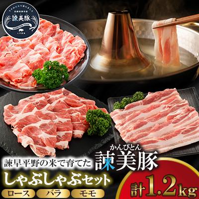 ふるさと納税 諫早市 [毎月定期便]しゃぶしゃぶセット 1.2kg 諫早平野の米で育てた諫美豚(かんびとん)全3回