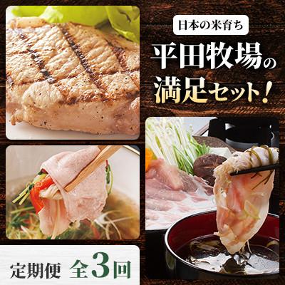 ふるさと納税 苫小牧市 [毎月定期便]日本の米育ち平田牧場の満足セット!全3回