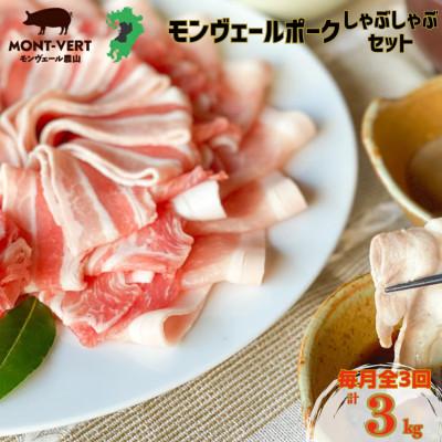 ふるさと納税 水俣市 [毎月定期便]熊本県産 モンヴェールポーク しゃぶしゃぶ セット 冷凍 3種類 計1kg全3回