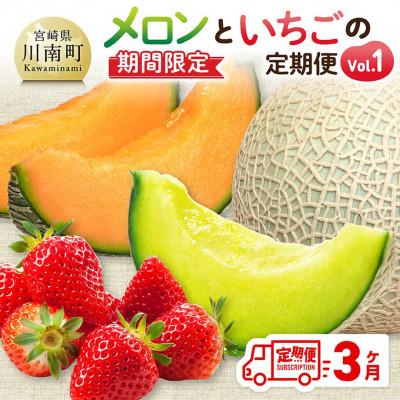 ふるさと納税 川南町 [発送月固定定期便]メロンといちごの定期便Vol.1(川南町)全3回