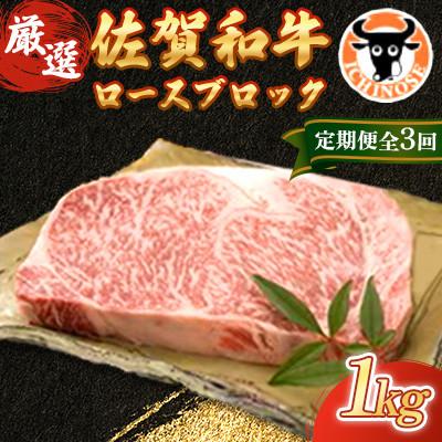 ふるさと納税 嬉野市 [毎月定期便][一ノ瀬畜産 厳選]佐賀和牛ロース 1kgブロック全3回