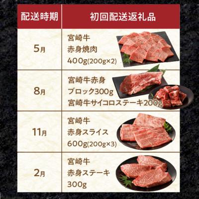 ふるさと納税 宮崎市 【発送月固定定期便】内閣総理大臣賞4連覇 宮崎牛赤身定期便 ステーキ 焼肉 スライス ブロック全4回 |  | 03