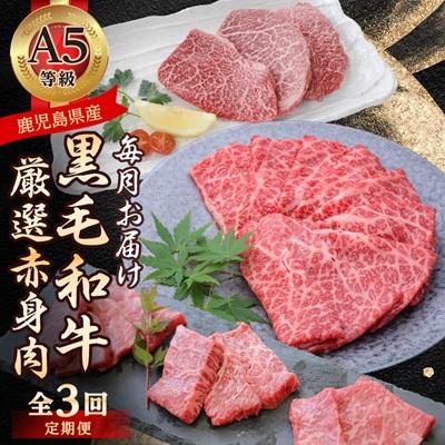 ふるさと納税 枕崎市 [毎月定期便]黒毛和牛厳選赤身肉定期便(枕崎市) 全3回