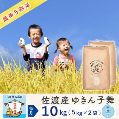 ふるさと納税 佐渡市 [毎月定期便]佐渡島産ゆきん子舞 無洗米10Kg(5Kg×2袋) 〜農薬5割減〜全3回
