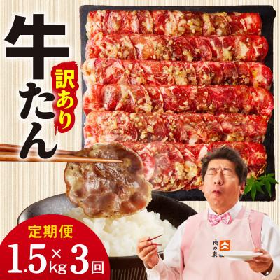 ふるさと納税 泉佐野市 [毎月定期便]牛たん三昧 ねぎ塩 訳あり サイズ不揃い 1.5kg 全3回