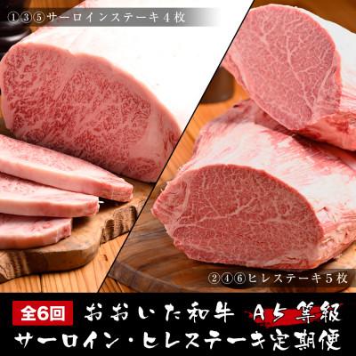 ふるさと納税 中津市 [毎月定期便]おおいた和牛A5等級サーロイン・ヒレステーキ ソース付(中津市)全6回