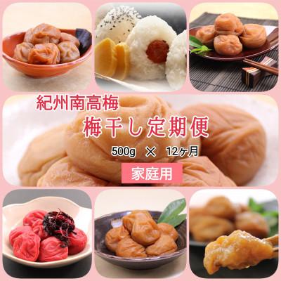 ふるさと納税 印南町 [発送月固定定期便]紀州南高梅 7種の風味 500g×12ヶ月 ご家庭用全12回