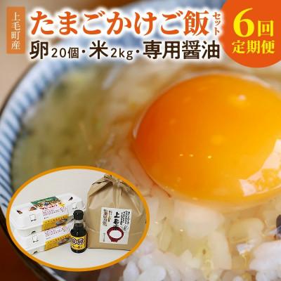 ふるさと納税 上毛町 [毎月定期便]たまごかけご飯セット(卵20個・米2kg・専用醤油)全6回