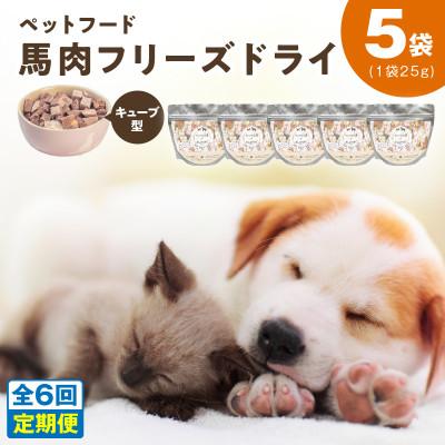 ふるさと納税 泉佐野市 [毎月定期便]馬肉フリーズ袋(犬猫用 国産)全6回 099Z362ドライ ペットフード 25g×5