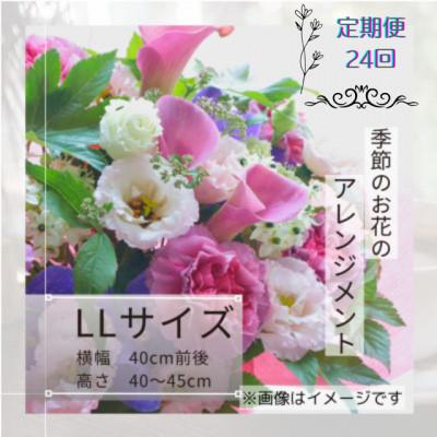 ふるさと納税 筑西市 [2週間毎定期便]季節のお花のアレンジメントLLサイズ〜届いてそのまま飾れるフラワーアレンジ全24回