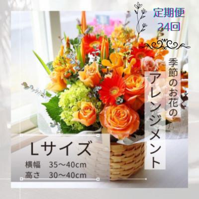 ふるさと納税 筑西市 [2週間毎定期便]季節のお花のアレンジメントLサイズ〜届いてそのまま飾れるフラワーアレンジ全24回