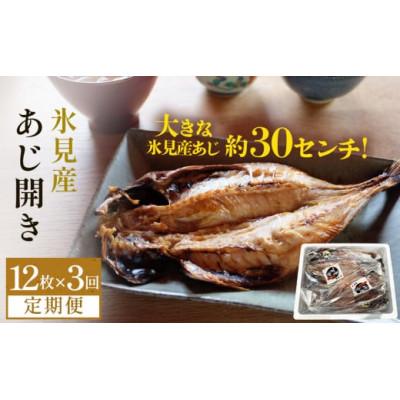 ふるさと納税 氷見市 [2ヵ月毎定期便][訳あり]あじの干物(約30cm)12枚全3回
