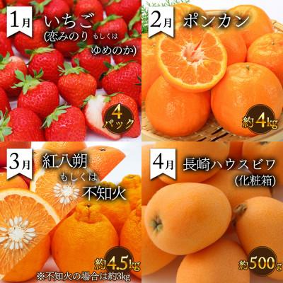 ふるさと納税 南島原市 【発送月固定定期便】果物屋が選ぶ旬のフルーツ定期便 いちご びわ みかん メロン 梨 など全12回 |  | 01