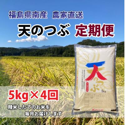 ふるさと納税 西郷村 [毎月定期便]天のつぶ 精米5kg×4ヵ月計20kg全4回