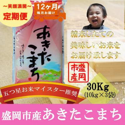 ふるさと納税 盛岡市 [毎月定期便]あきたこまち 30kg全12回