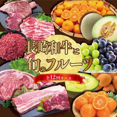 ふるさと納税 南島原市 [発送月固定定期便]長崎和牛と旬のフルーツが楽しめる バラエティ定期便 ステーキ メロンなど全12回