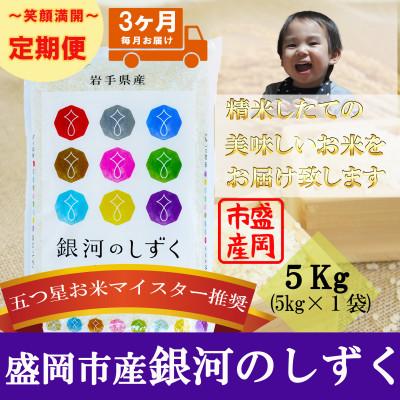 ふるさと納税 盛岡市 [毎月定期便]精米 銀河のしずく 5kg全3回