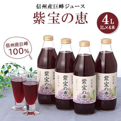 ふるさと納税 千曲市 [毎月定期便]信州産巨峰ジュース 紫宝の恵 1,000ml×4本全3回