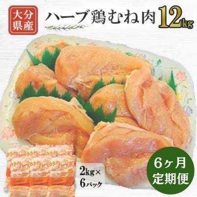 ふるさと納税 竹田市 [毎月定期便]業務用・大分県産ハーブ鶏むね肉12kg(2kg×6袋)全6回
