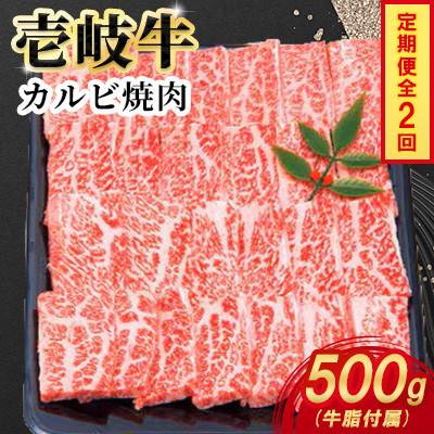 ふるさと納税 壱岐市 [毎月定期便]壱岐牛カルビ焼肉 500g×1パック全2回