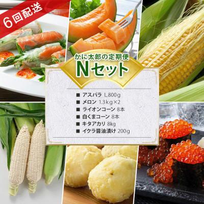 ふるさと納税 旭川市 [発送月固定定期便]かに太郎定期便Nアスパラ メロン とうもろこし2回 いも イクラ03827全6回