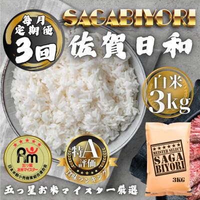 ふるさと納税 多久市 [毎月定期便]さがびより白米3kg(多久市)全3回