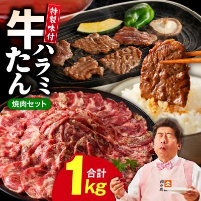 ふるさと納税 泉佐野市 [毎月定期便]牛タン&amp;牛ハラミ お試し 成型牛たん ハラミ 訳あり 1kg×全2回