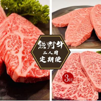ふるさと納税 田辺市 [毎月定期便]全3回 熊野牛 ステーキ3部位 ふたりで味わう食べ比べ [hcy016-tk]全3回
