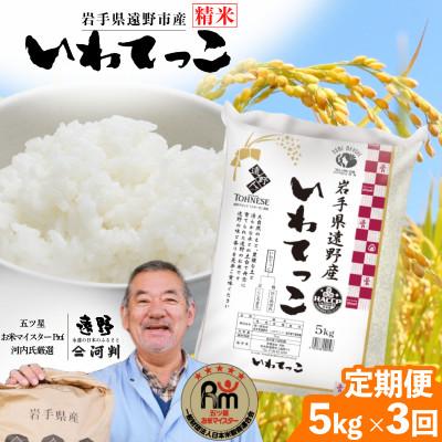 ふるさと納税 遠野市 [毎月定期便]遠野産 いわてっこ 精米 5kg 河判全3回