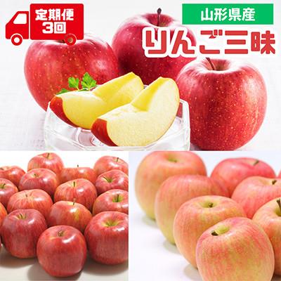 ふるさと納税 中山町 [発送月固定定期便]2026年度発送 山形代表3品種『りんご三昧』全3回