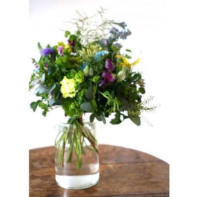 ふるさと納税 高知市 [毎月定期便]生花ナチュラル花束 ブーケ初回花瓶付[CG020]全3回