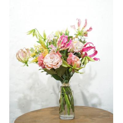 ふるさと納税 高知市 [毎月定期便]生花花束 ブーケM初回花瓶付[CG024]全3回