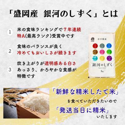 ふるさと納税 盛岡市 【毎月定期便】5分づき米 銀河のしずく5kg 盛岡産☆発送当日精米☆全3回