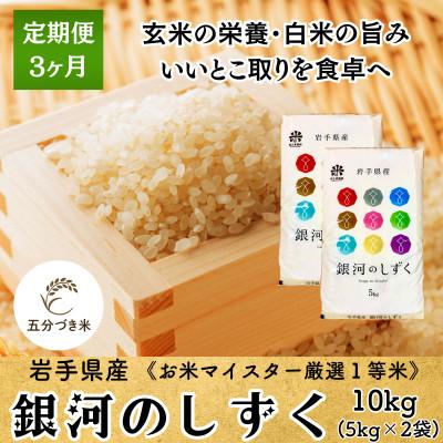 ふるさと納税 盛岡市 [毎月定期便]5分づき米 銀河のしずく10kg(5kg×2) 盛岡産全3回