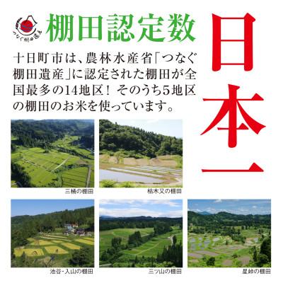 ふるさと納税 十日町市 【毎月定期便】新潟県十日町市魚沼産コシヒカリ「つなぐ棚田米」無洗米5kg全3回の画像